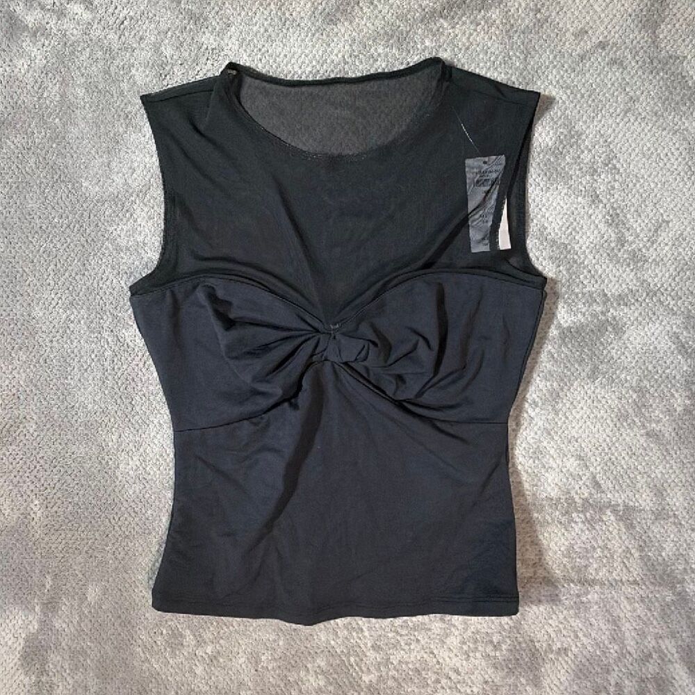 Abercrombie & Fitch Small Black Mesh Twist Front Sleeveless Top NEW Goth Sleek